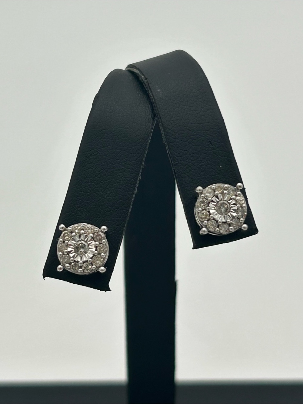 Silver Round Lab Diamond Cluster Halo Stud Earrings